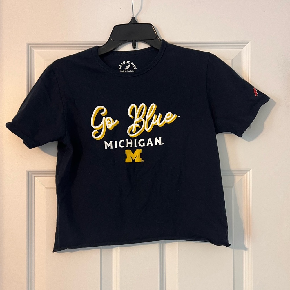 Michigan Wolverines League Collegiate Wear T-Shirt Girls XL - Crop